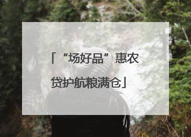“场好品”惠农贷护航粮满仓
