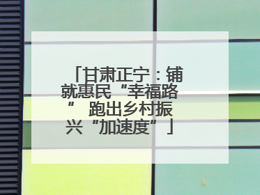甘肃正宁：铺就惠民“幸福路” 跑出乡村振兴“加速度”