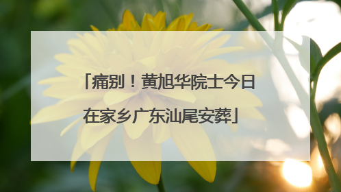 痛别！黄旭华院士今日在家乡广东汕尾安葬
