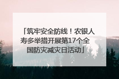 筑牢安全防线！农银人寿多举措开展第17个全国防灾减灾日活动