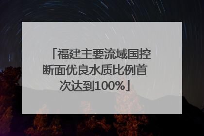 福建主要流域国控断面优良水质比例首次达到100%