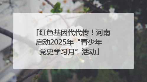 红色基因代代传！河南启动2025年“青少年党史学习月”活动