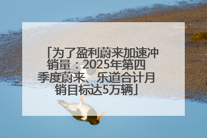 为了盈利蔚来加速冲销量：2025年第四季度蔚来、乐道合计月销目标达5万辆