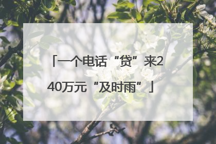 一个电话“贷”来240万元“及时雨”