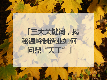 三大关键词，揭秘温岭制造业如何问鼎“天工”