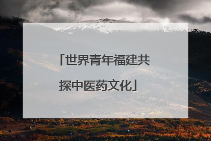 世界青年福建共探中医药文化