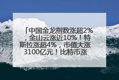 中国金龙指数涨超2%，金山云涨近10%！特斯拉涨超4%，市值大涨3100亿元！比特币涨回11万美元关口