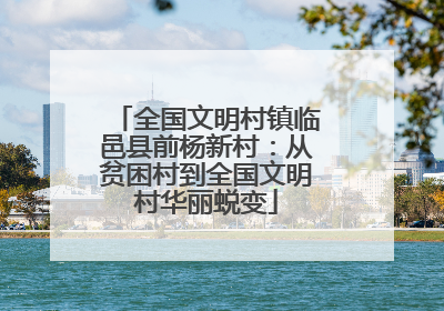 全国文明村镇临邑县前杨新村：从贫困村到全国文明村华丽蜕变