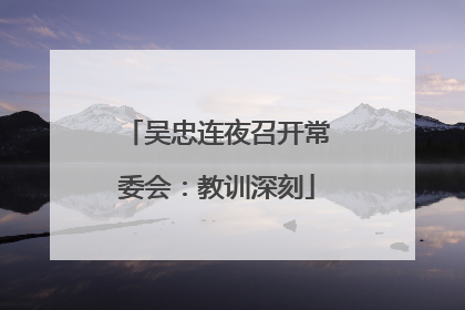 吴忠连夜召开常委会：教训深刻