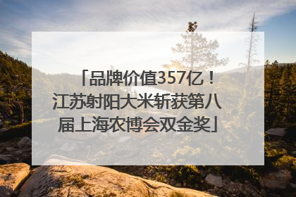 品牌价值357亿！江苏射阳大米斩获第八届上海农博会双金奖