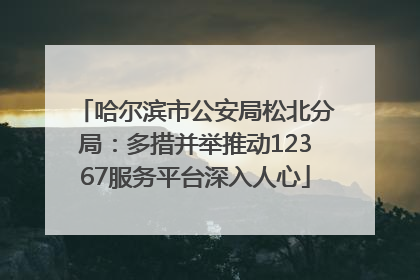 哈尔滨市公安局松北分局：多措并举推动12367服务平台深入人心