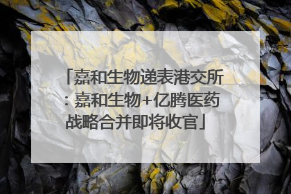 嘉和生物递表港交所：嘉和生物+亿腾医药战略合并即将收官