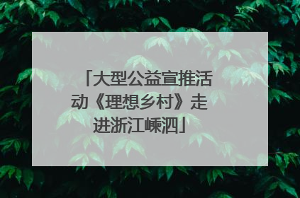 大型公益宣推活动《理想乡村》走进浙江嵊泗