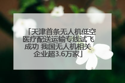 天津首条无人机低空医疗配送运输专线试飞成功 我国无人机相关企业超3.6万家