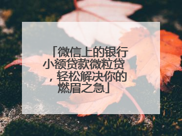 微信上的银行小额贷款微粒贷，轻松解决你的燃眉之急