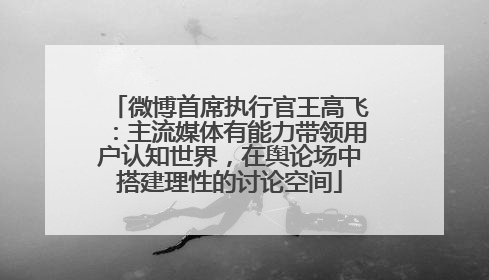 微博首席执行官王高飞：主流媒体有能力带领用户认知世界，在舆论场中搭建理性的讨论空间