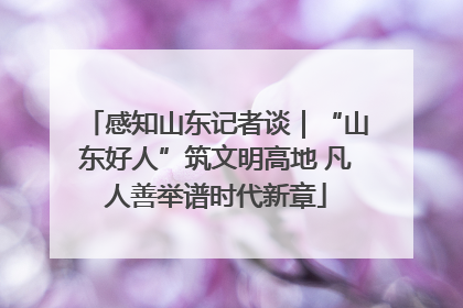 感知山东记者谈｜“山东好人”筑文明高地 凡人善举谱时代新章