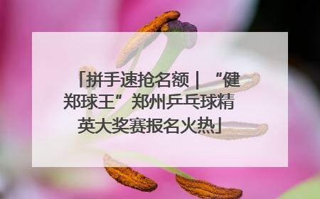 拼手速抢名额｜“健郑球王”郑州乒乓球精英大奖赛报名火热