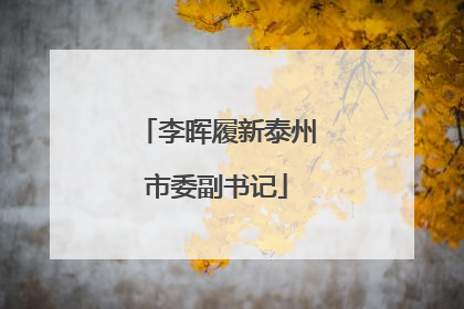 李晖履新泰州市委副书记