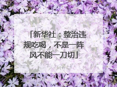 新华社：整治违规吃喝，不是一阵风不能一刀切