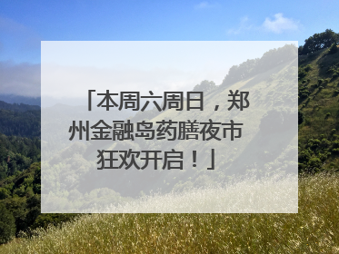 本周六周日，郑州金融岛药膳夜市狂欢开启！