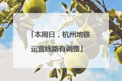 本周日，杭州地铁运营线路有调整