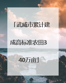 武威市累计建成高标准农田340万亩