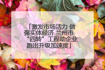 激发市场活力 做强实体经济 兰州市“四转”工程助企业跑出升级加速度