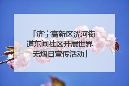 济宁高新区洸河街道东闸社区开展世界无烟日宣传活动