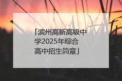滨州高新高级中学2025年综合高中招生简章