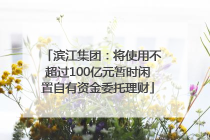 滨江集团：将使用不超过100亿元暂时闲置自有资金委托理财