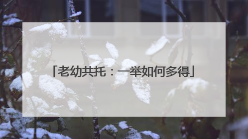 老幼共托：一举如何多得