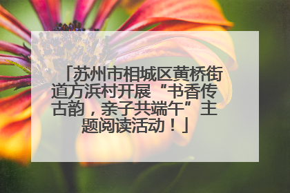 苏州市相城区黄桥街道方浜村开展“书香传古韵，亲子共端午”主题阅读活动！