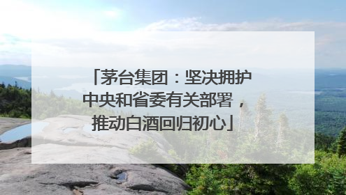 茅台集团：坚决拥护中央和省委有关部署，推动白酒回归初心