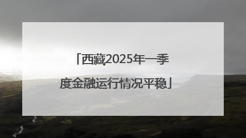 西藏2025年一季度金融运行情况平稳
