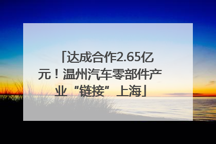 达成合作2.65亿元！温州汽车零部件产业“链接”上海