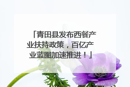 青田县发布西餐产业扶持政策，百亿产业蓝图加速推进！