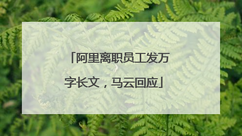 阿里离职员工发万字长文，马云回应