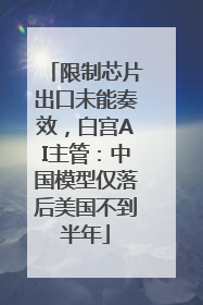 限制芯片出口未能奏效，白宫AI主管：中国模型仅落后美国不到半年
