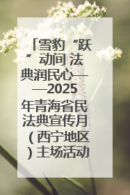 雪豹“跃”动间 法典润民心——2025年青海省民法典宣传月（西宁地区）主场活动见闻