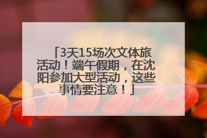 3天15场次文体旅活动！端午假期，在沈阳参加大型活动，这些事情要注意！