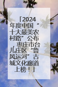 2024年度中国“十大最美农村路”公布，枣庄市台儿庄区“鲁风运河”古城文化廊道上榜！