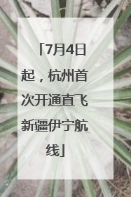 7月4日起，杭州首次开通直飞新疆伊宁航线